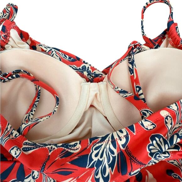 Garnet Hill Women's Floral One Piece Swimsuit Ruched-Overlay Padded Size 6 - Picture 5 of 7